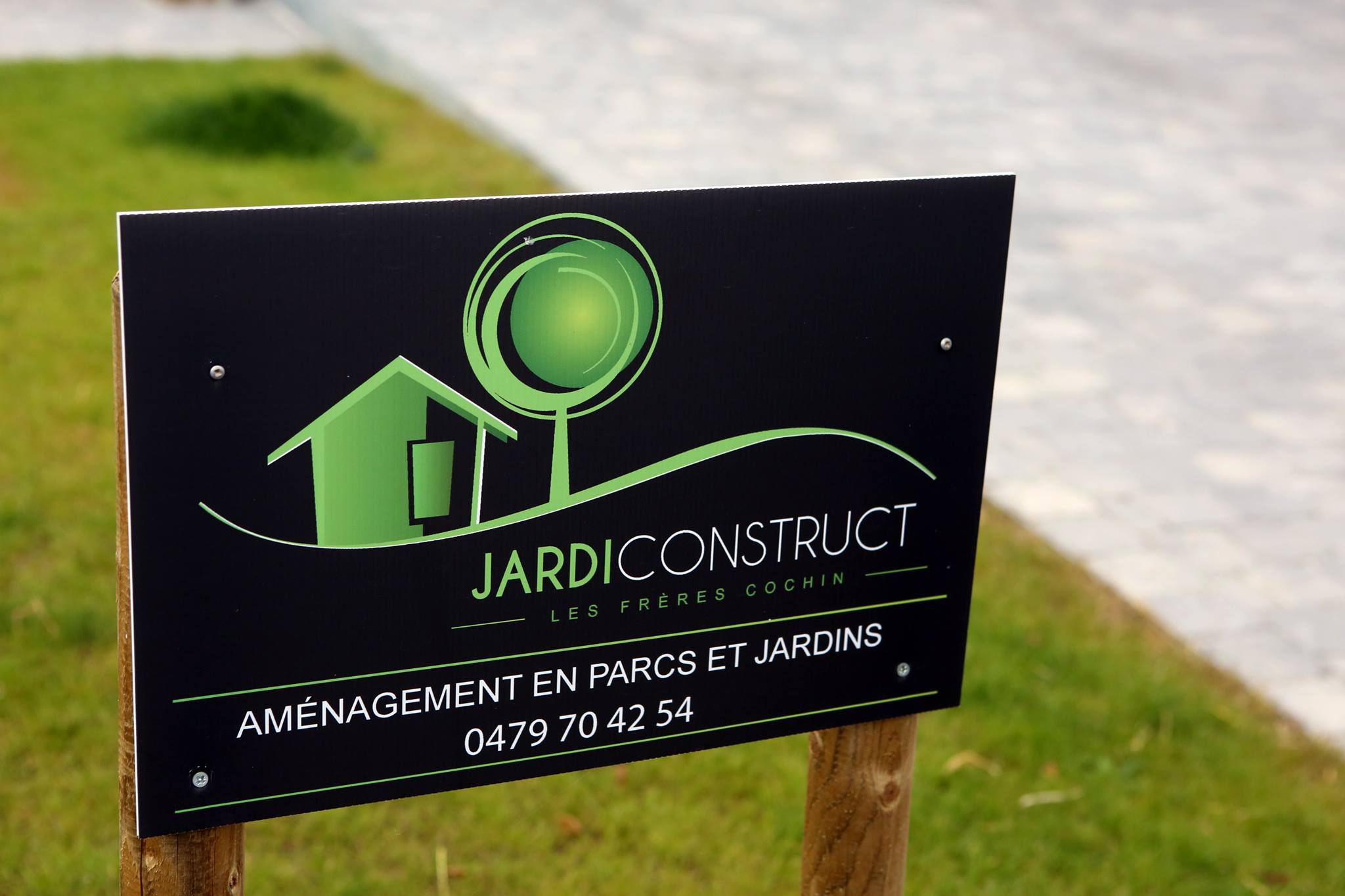 Pancarte Jardiconstruct paysagiste en Belgique